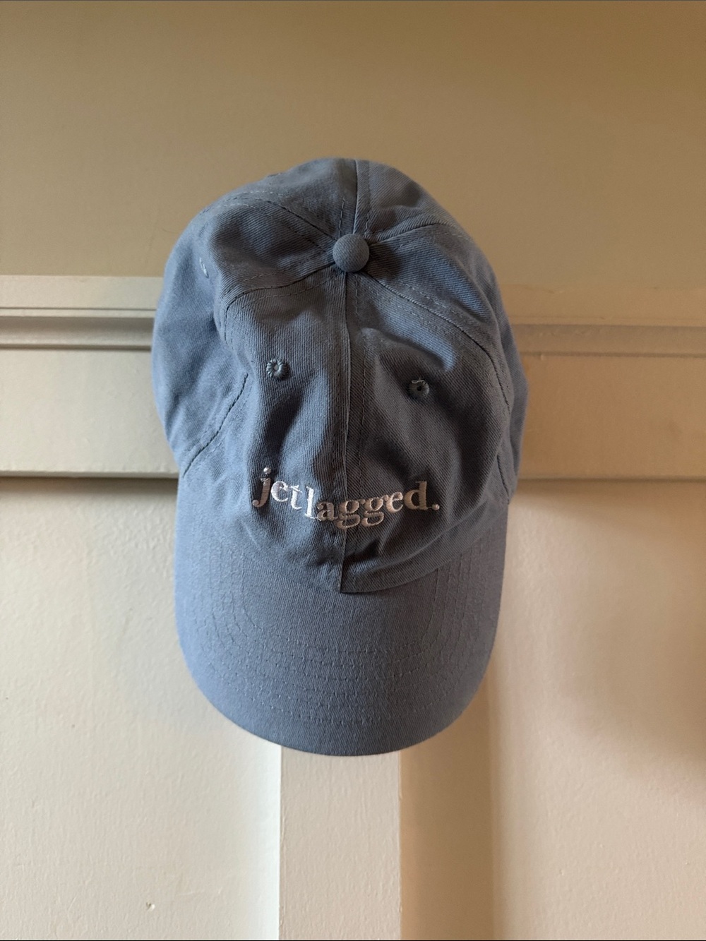 Summer Fridays Light Blue 'jetlagged.' Embroidered Baseball Cap